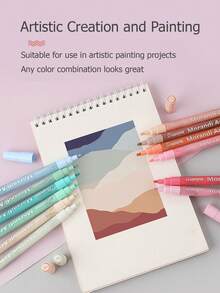 24 piezas de marcadores de arte acrílico color Morandi, bolígrafos de pintura a base de agua de punta fina para pintar, dibujar, colorear y hacer grafitis DIY - Multicolor - Ver 2