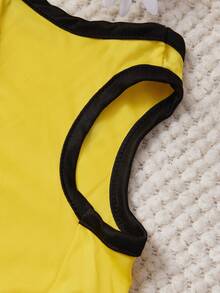 PETSIN 1件可爱河豚爱心蝴蝶结牛油果帽印花宠物背心黄色拼接黑色柔软透气防掉毛宠物衣服 - 彩色 - 查看 3