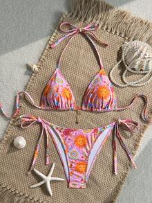 Swim Mod Bộ bikini gợi cảm và tôn dáng thời trang Xuân/Hè 2026, họa tiết in hình khuôn mặt, thích hợp cho kỳ nghỉ biển. - Nhiều màu - Xem 3
