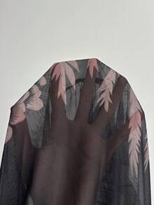 Oceva 女士V领贝壳印花休闲度假罩衫连衣裙 - 黑色 - 查看 7