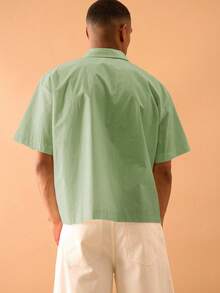 Musero Tie Front Boxy Short Sleeve Shirt Smart Streetstyle Vacation Spring&Summer - Green - View 3