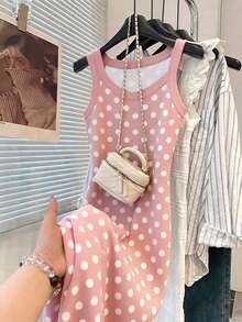 GlowEve Sleeveless Polka Dot Casual Comfortable Breathable Summer Dress - Multicolor - View 3