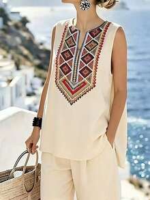 SHEIN Holidaya Áo tank top nữ kiểu dáng thường ngày, không tay, cổ tròn, dáng rộng, áo tank top mùa hè cho nữ, trang phục mùa hè cho nữ, áo mùa hè, áo tank top đi biển, trang phục đi biển cho nữ, trang phục đi biển cho nữ, áo tank top kỳ nghỉ, áo tank top thanh lịch cho nữ, áo tank top thường ngày, áo tank top mùa hè mới cho nữ đi biển. - Nhiều màu - Xem 4