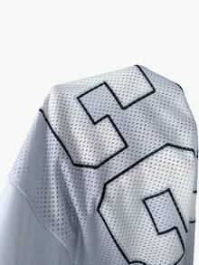 SHEIN EZwear Women's Loose Fit Printed Sports T-Shirt, Summer Number Jersey Tshirt Tops Oversized Streetwear For Women, Top Day Time White And Black - Silver - View 6