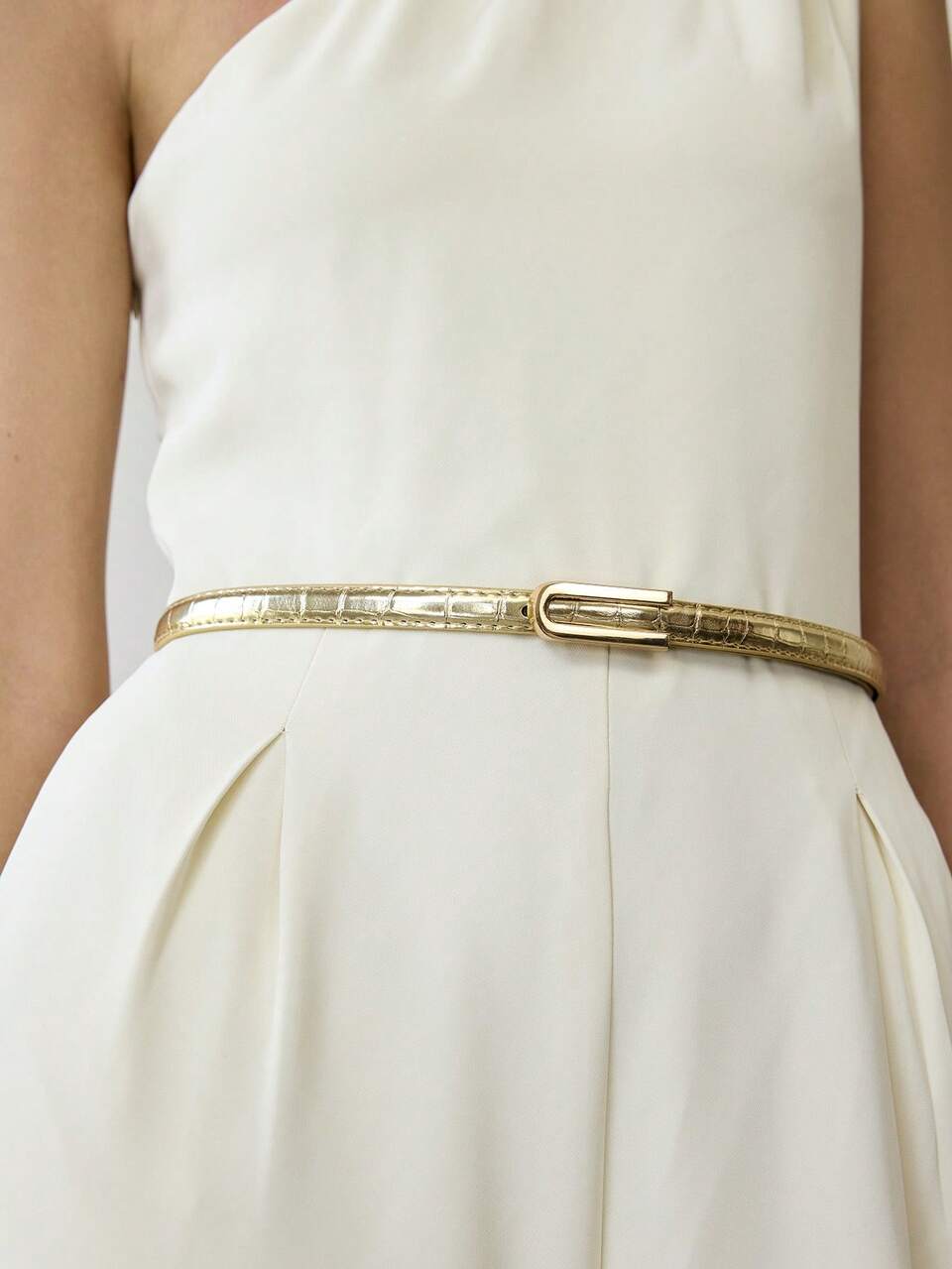 NEW U-BUCKLE TEXTURED THIN BELT