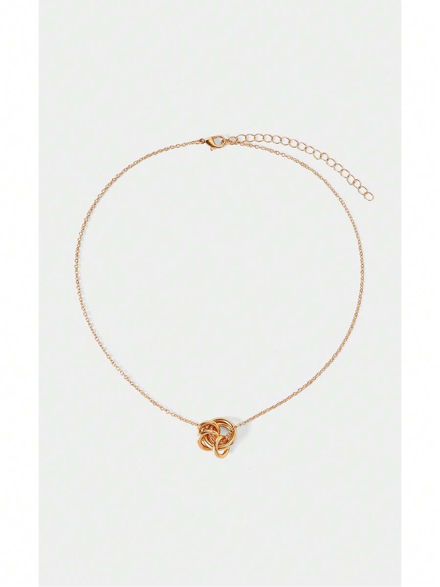 Noxbound Cross-Border Fashion Exquisite Fine Chain Woven Flower Pendant Necklace, Light Luxury Niche, Simple And Exquisite, Suitable For Various Parties, Concerts, Festivals,Minimalist/Vintage/Elegant,For Mom/Women/Girl/Mother,Summer/Beach/Prom/Part/Vacation/Travel,BOHEMIAN/Modern/Chic,Daily Wear/Work Day - Gold - View 1