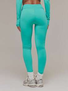 Musera Sport Straight Waistband Active Leggings Sports Workout Gym Pilates Fitness Daily Casual Aqua - Green - View 2