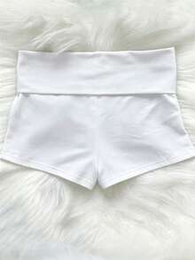 Pantalones cortos versátiles y casuales para mujer con bordado de caballero - Blanco - Ver 2