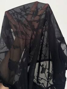 SHEIN DivaQ Áo kiểu xuyên thấu gợi cảm, chất liệu nhung, khoét lỗ. - màu đen - Xem 7