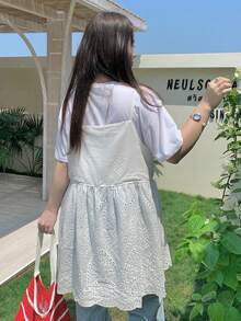 Dazy Plus Lace Layered Versatile Casual Plus Size Women Camisole And Tank Top, Spring/Summer - White - View 2