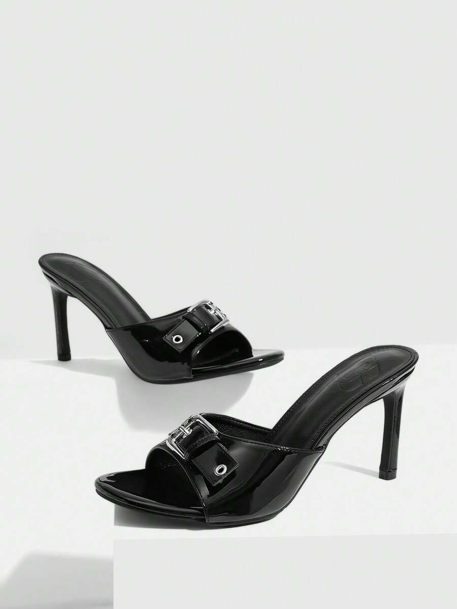 CUCCOO SZL Zapatos de mujer nuevos con punta abierta de moda, punta redonda con temperamento sexy, color negro, hermosas sandalias de tacón de aguja estilo europeo y americano versátiles - Negro 110 - Ver 1