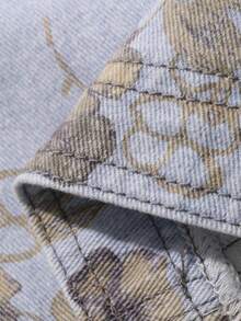 DAZY Chân váy denim ngắn dáng rộng, thoải mái, in họa tiết toàn thân, dành cho nữ, mùa xuân và hè. - Màu xanh lam - Xem 8