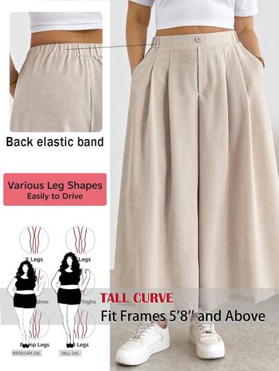 SHEIN Tall CURVE CURVE New Plus Size Women's Tall Girls Casual Solid Color Wide Leg Pants With Pockets,Summer Outfits For Women Concert Outfit Women Rave Outfits,High-Waisted Makes You Look Slimmer And Your Legs Longer, Tall Women Pants,Suitable For Tall Women.High-Waisted Makes You Look Slimmer And Your Legs Longer, Suitable For Tall Women.Old Money Style,Suitable For All Seasons And Occasion,Suitable For Tall Girls& Women, Summer Wide-Leg Pants Pants Summer Summer Wide-Leg Pants Pants Summer Outfits Summer Holiday Outfits Long Summer Pants For Women Spring Outfit ,Wide-Leg Pants,Office Pants,Elegant Pants,Casual Pants, High-Waisted Slimming Wide-Leg Pants For Summer,Elegant Women's Ceremony Pants ,Elegant Pants For Party,Elegant Pants For Ladies,Elegant Long Pants, Vacation Outfits Women,Holiday Outfits For Women,Summer Holiday Outfits,Summer Vacation Outfits,Casual Pants For Women ,Sexy Pants For Women Carnival Women Look 2026 Carnival Costume Women