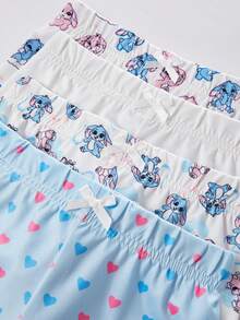 SHEIN GraphicGems 8件套女童简约时尚粉白甜心睫毛波点印花吊带背心和短裤内衣套装 - 彩色 - 查看 5