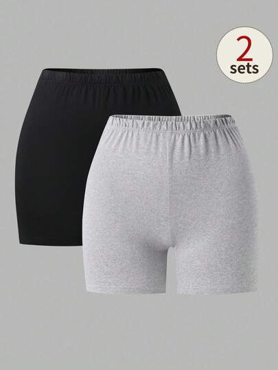 Sparklyn Bộ 2 quần short đen xám cho bé gái tuổi teen, quần legging thời trang năng động, trang phục trang trọng cho bé gái, phù hợp cho mùa cưới, kiểu dáng dễ thương, họa tiết hoa/trang trí một phần.