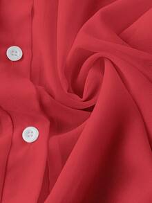 Franclia Basic Style Transparent Solid-Color Collared Shirt For New Year Clothes Fall Cloth For Women - Red - View 6