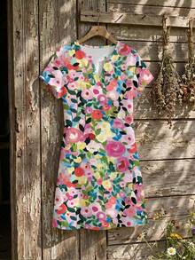 EMERY ROSE Vestido holgado de manga corta con bloque de color minimalista casual, adecuado para el verano, talla grande - Multicolor - Ver 8