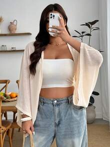 Enliva Áo khoác cardigan/khăn choàng trắng cỡ lớn dành cho nữ, thích hợp cho kỳ nghỉ, mặc hàng ngày và trang phục mùa hè đi biển. Áo cardigan nhẹ cho nữ, áo khoác ngắn che phủ, áo kimono cỡ lớn dành cho nữ. - trắng - Xem 5