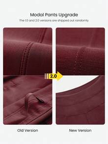 GLOWMODE Quần chạy bộ ống rộng Modal Fleece cạp cao có dây rút có thể điều chỉnh 30'' có túi bên hông, mặc hàng ngày thường ngày - Màu Đỏ Sâu - Xem 7