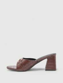 CUCCOO BIZCHIC Sandalias de tacón alto de moda para mujer - Café integral - Ver 4
