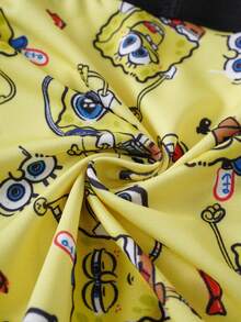 SpongeBob SquarePants | SHEIN 3条装 男士经典卡通印花舒适中腰三角裤 - 藍白色 - 查看 6