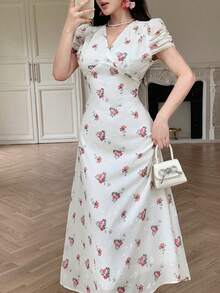 Modelyn Nuevo vestido blanco floral de tela pura y de moda - Blanco - Ver 4