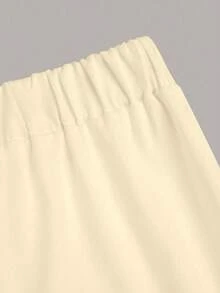 Sweetra Celana Panjang Wanita Ukuran Besar Warna Polos Kasual Serbaguna untuk Pemakaian Sehari-hari, Kantor, Warna Beige, Musim Gugur - Kuning - View 4
