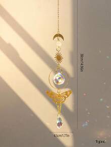 1pc Butterfly & Moth & Crystal Sun Dreamcatcher With Rose Quartz & Raw Stone For Window & Room Decoration,Home Decor ,Room Decor,Wall Decor Gifts Birthday Graduation - Multicolor - View 3