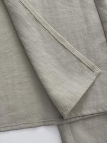EMERY ROSE Pantalón casual de mujer con botones y bajo asimétrico, adecuado para uso diario, verano, salidas y atuendos de vacaciones - Gris Claro - Ver 8