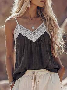 Zayélia Blusa de verano casual de resort tejida para mujer - Gris - Ver 5
