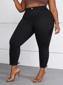 CurvyTilda Jeans Ajustados De Talla Grande Para Mujer - Negro - Ver 3