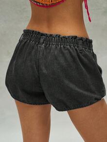 Bohemela Women's Solid Color Casual Shorts - Black - View 8