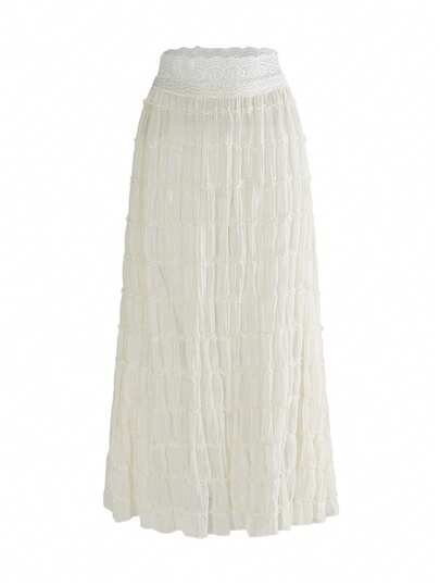 ROMWE Chân váy cạp trễ bằng vải chiffon mỏng nhẹ kiểu Y2K, thích hợp cho đi biển, kỳ nghỉ trên đảo, lễ hội âm nhạc, tiệc tùng, hẹn hò Valentine và mặc hàng ngày.