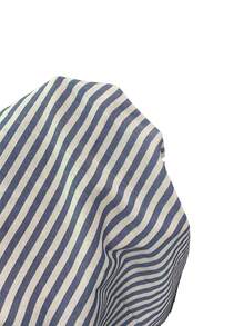 SHEIN Franclia 法式优雅梭织翻领长袖系带开衫，条纹女式衬衫，秋季新品 - 藏蓝色 - 查看 4