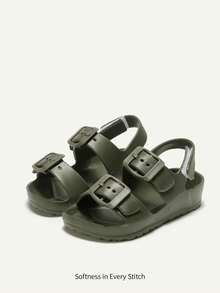 Cozy Pixies 1 đôi dép đi biển mùa hè dễ thương màu xanh rêu quân đội cho trẻ em, chất liệu EVA, nhẹ, thoải mái, chống mài mòn, có thể mang cả trong nhà và ngoài trời, cả bé trai và bé gái đều có thể mang. - xanh quân đội - Xem 3