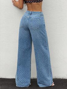 Rivivi Jeans de mezclilla con bolsillos y botones para uso casual diario de mujeres - Azul - Ver 2