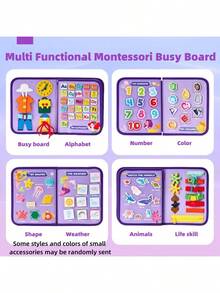 5-Layer Montessori Busy Board, Preschool Education Toy, Portable Travel Design, Children's Fine Motor Training, Shape And Color Matching, Children's Birthday, Christmas, And Thanksgiving Gifts(Some Parts Are Sent Random) - Multicolor - View 10