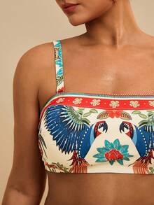 SHEIN TRVLCHIC 大码女士印花抹胸比基尼套装，女士夏季服装，女士泳衣，女士泳装 - 彩色 - 查看 7