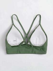 Swim Basics 女士夏季沙滩纯色性感时尚比基尼上衣 - 軍綠色 - View 2