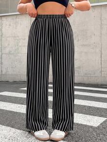 SHEIN EZwear Plus Size Casual Minimalist Leopard Print Pants, Suitable For Summer - Multicolor - View 1