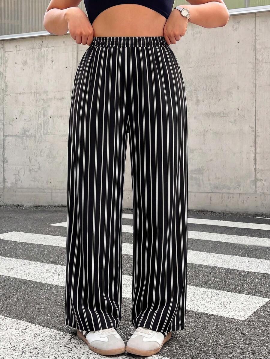 SHEIN EZwear Plus Size Casual Minimalist Leopard Print Pants, Suitable For Summer - Multicolor - View 1