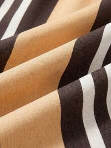 SHEIN SXY Women's Black And White Striped Linen-Like Wide Leg Pants,High Waist Elastic Waistband Summer Boho Elegant Beach Holiday Casual Long Trousers Outfit - Multicolor - View 9