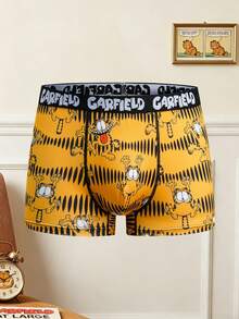 GARFIELD | SHEIN Collaborative Men's Elastic Waist Comfortable Boxer Briefs - Yellow - View 3