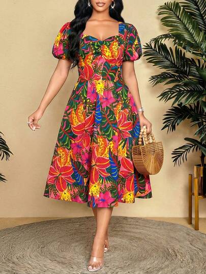 SHEIN Lady 女士度假连衣裙 女士中长连衣裙