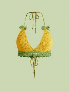 ROMWE Kawaii Fruit Print Knit Top For Women, Summer - Yellow - View 5