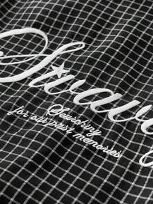 SWAVVY Men's Fashionable Plaid Print 2 In 1 Shirt - Black - View 6