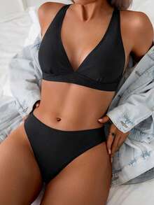 Swim Mod Bộ bikini hai mảnh tối giản, màu trơn, gợi cảm, thích hợp cho kỳ nghỉ biển mùa Xuân/Hè 2026. - Nhiều màu - Xem 3