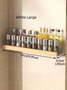 Estantería de especias de madera para montar en la pared - sin taladro, instalación adhesiva, alta capacidad de carga | Estantería de almacenamiento multifuncional para cocina y baño, organiza especias, frascos y artículos esenciales | Ahorro de espacio, elegante y práctico - Multicolor - Ver 16