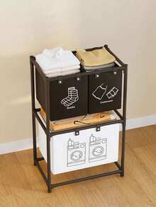 A Large-Capacity Laundry Basket With Cute Cartoon Images - Black and White - View 3