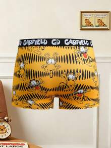 GARFIELD | SHEIN Collaborative Men's Elastic Waist Comfortable Boxer Briefs - Yellow - View 2